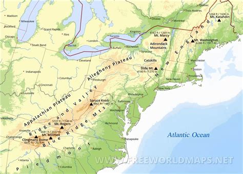 A map of the Appalachian Mountains